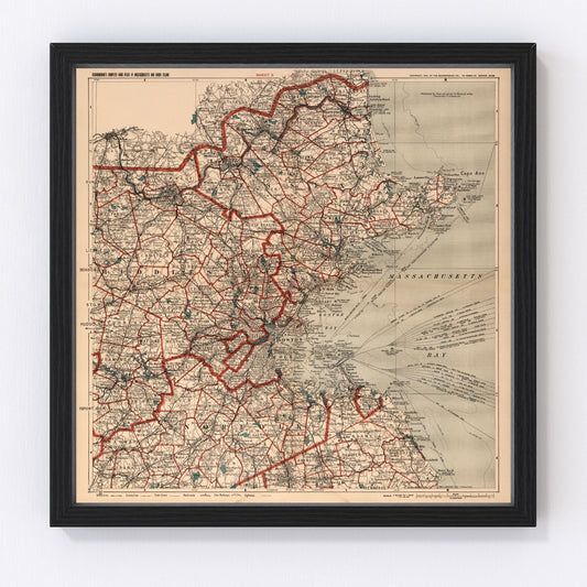 Vintage Map of Boston, Massachusetts 1905
