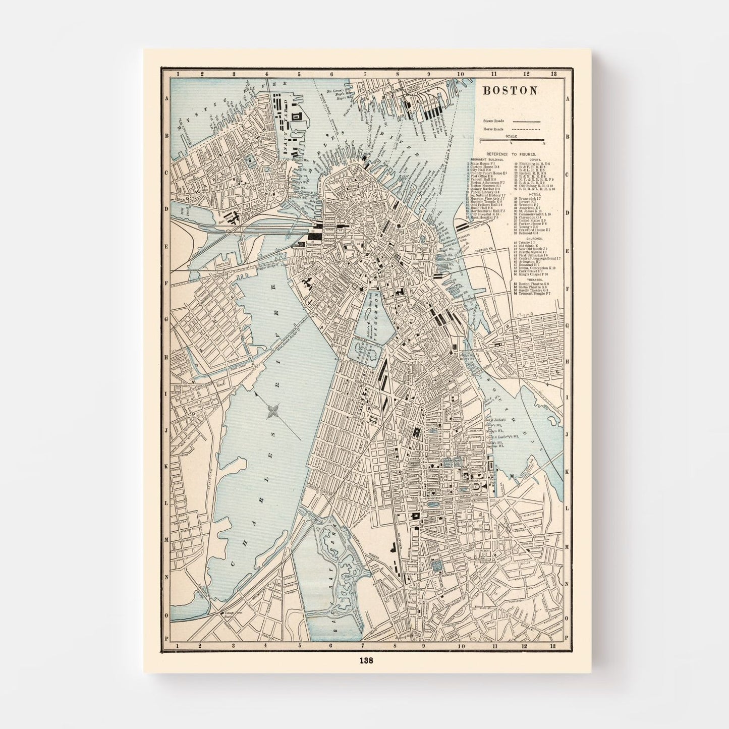 Vintage Map of Boston, Massachusetts 1893