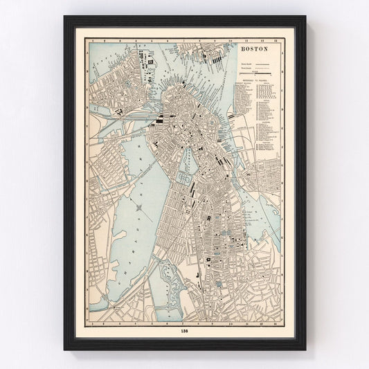 Vintage Map of Boston, Massachusetts 1893