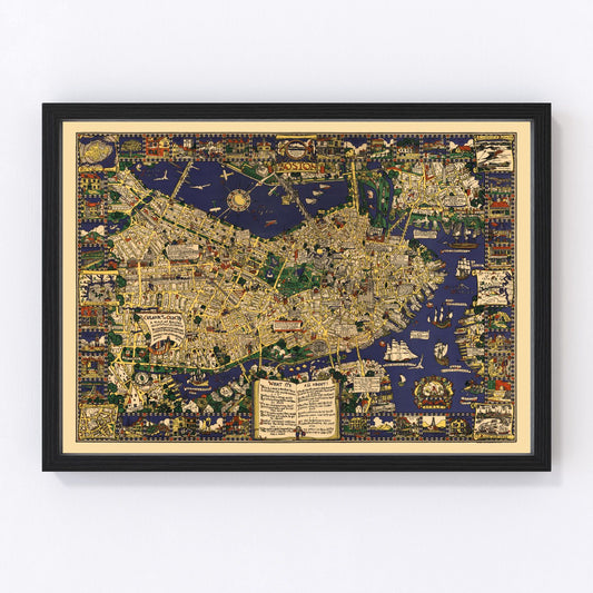 Vintage Map of Boston, Massachusetts 1926