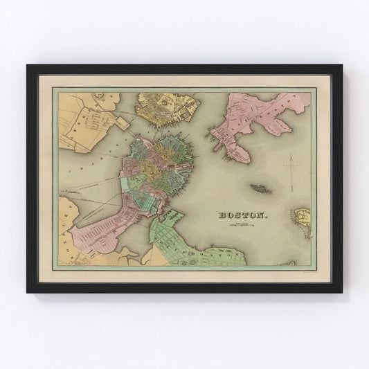 Vintage Map of Boston, Massachusetts 1838