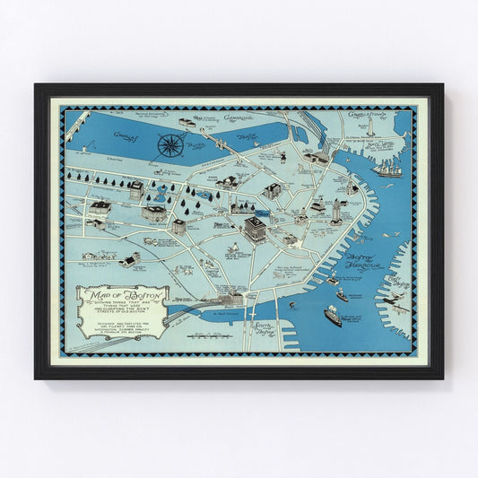 Vintage Map of Boston, Massachusetts 1926