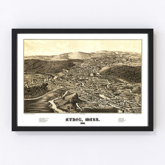 Vintage Map of Athol, Massachusetts 1887