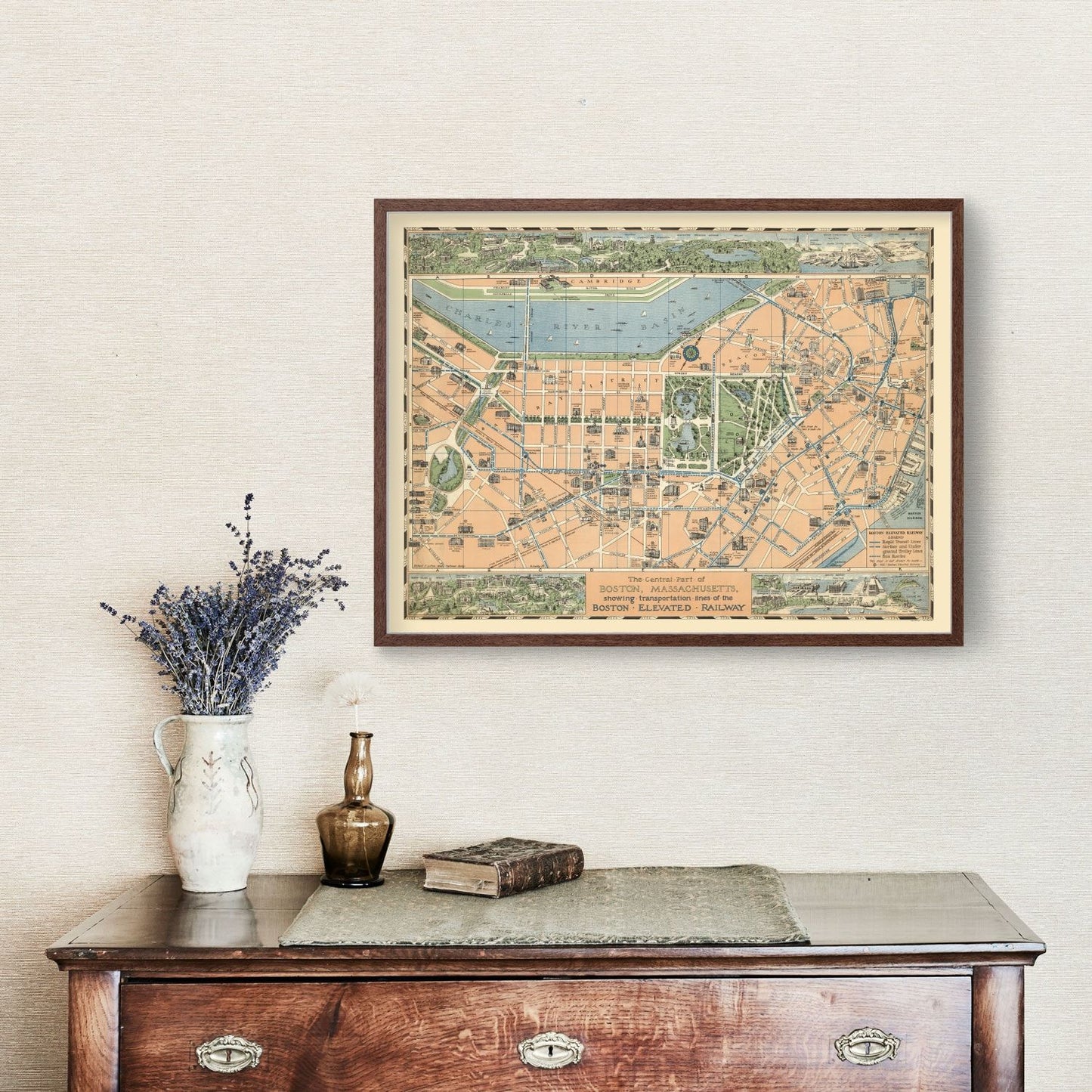 Vintage Map of Boston, Massachusetts 1930
