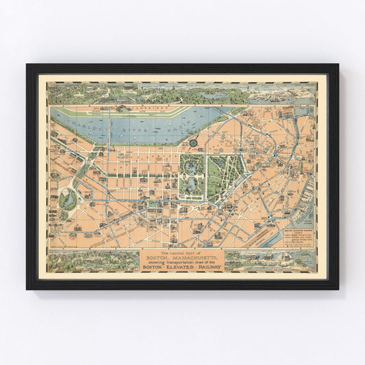 Vintage Map of Boston, Massachusetts 1930
