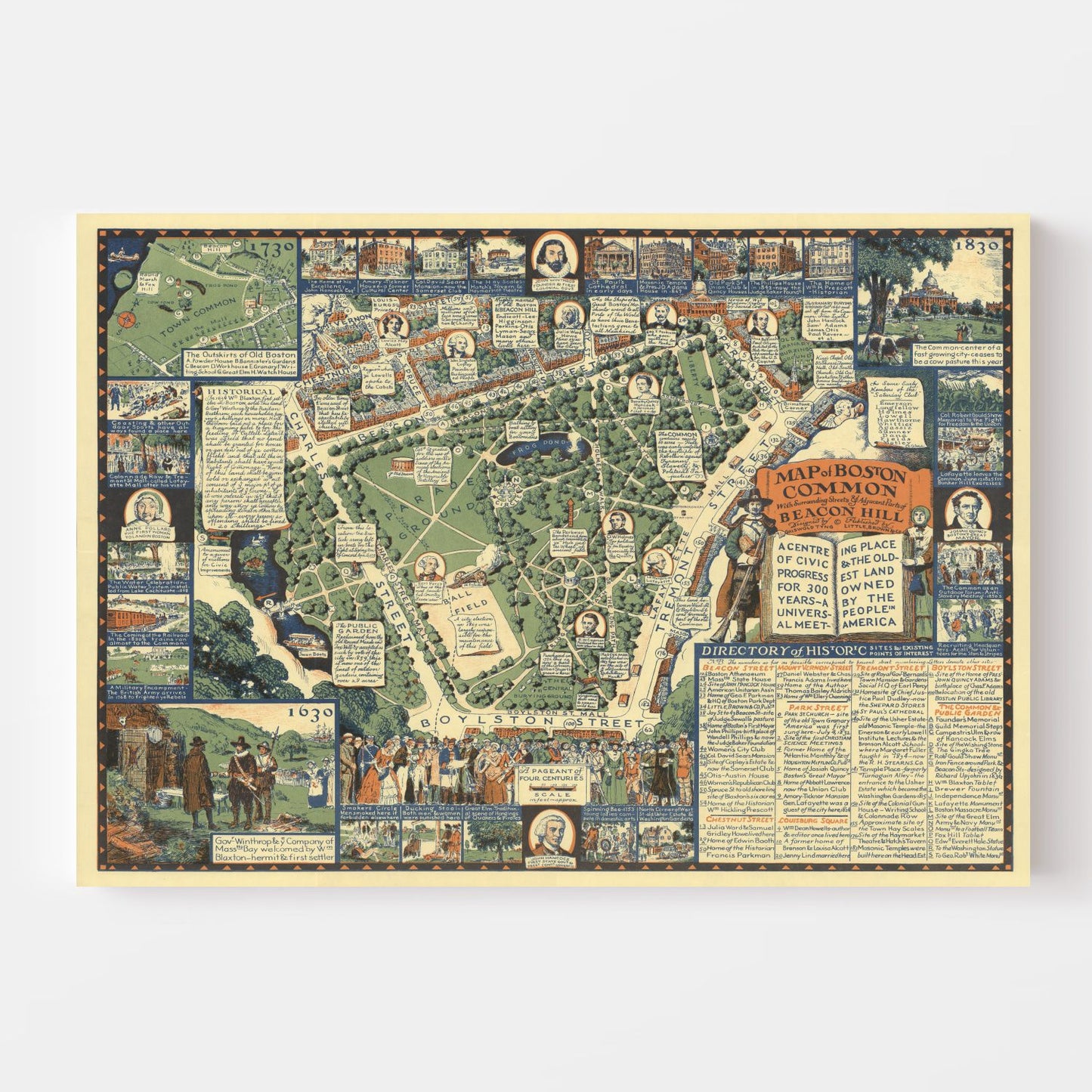 Vintage Map of Boston, Massachusetts 1930
