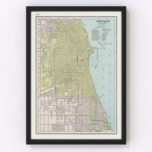 Vintage Map of Chicago, Illinois 1889