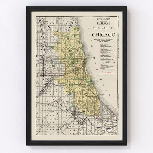 Vintage Map of Chicago, Illinois 1924