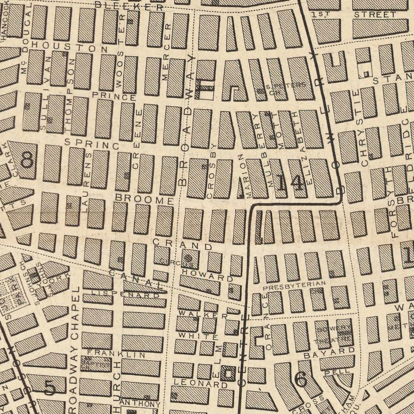 Vintage Map of New York City, New York 1851