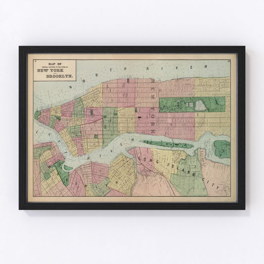 Vintage Map of Brooklyn, New York 1873