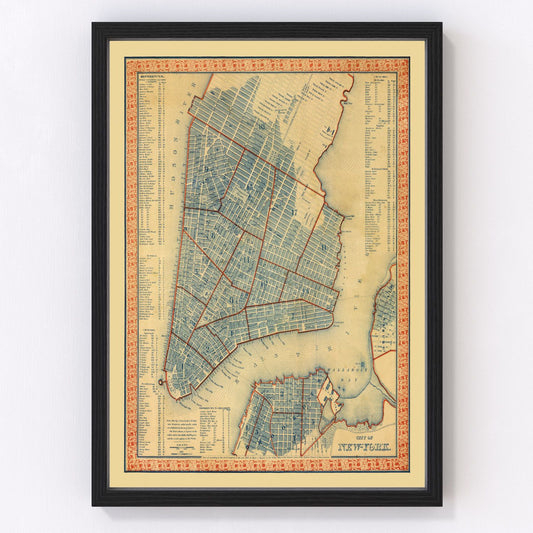 Vintage Map of New York City, New York 1846