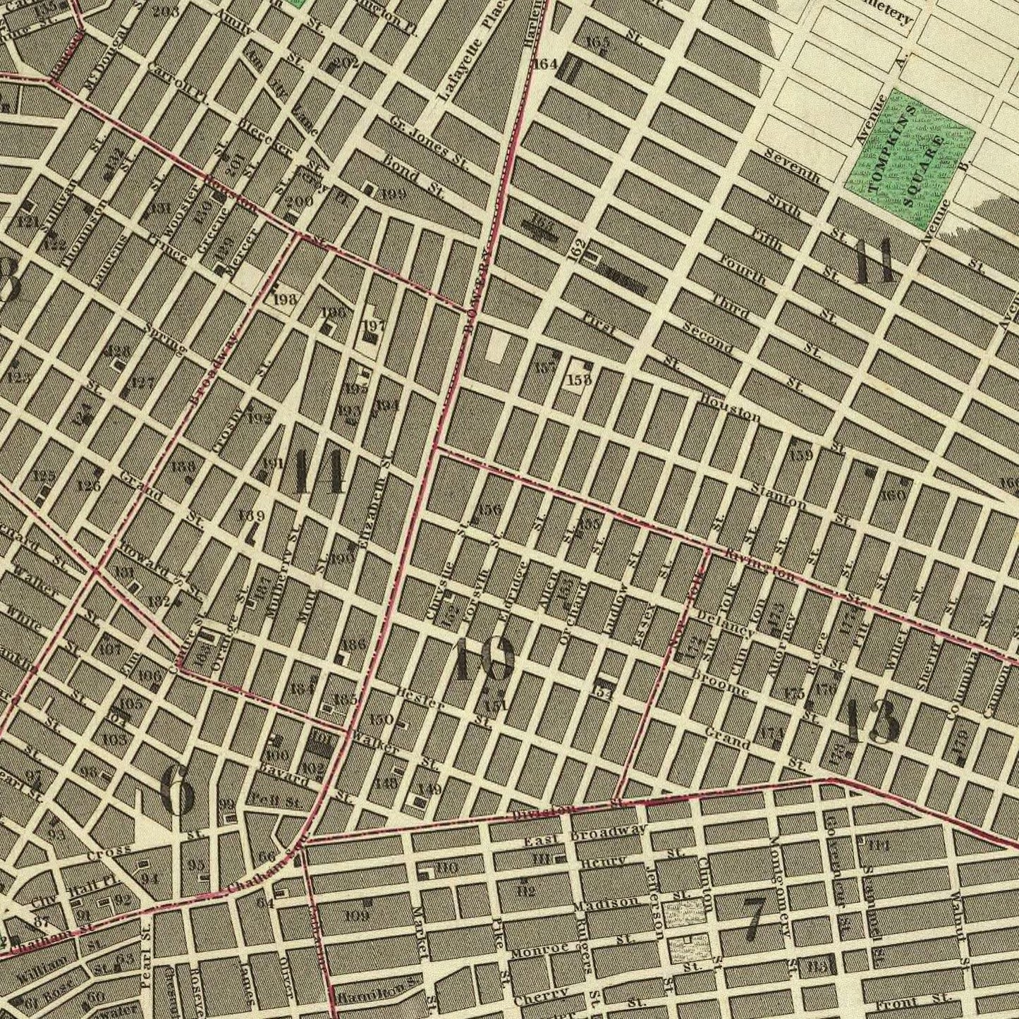 Vintage Map of New York City, New York 1836