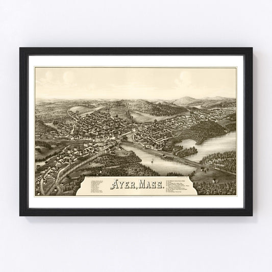 Vintage Map of Ayer, Massachusetts 1886