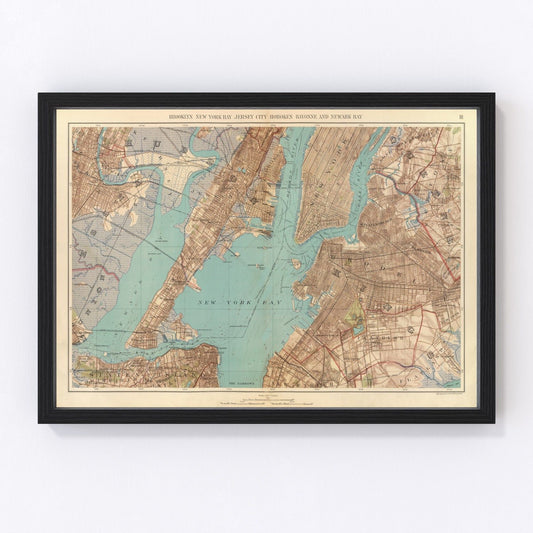 Vintage Map of New York Bay, New York 1891