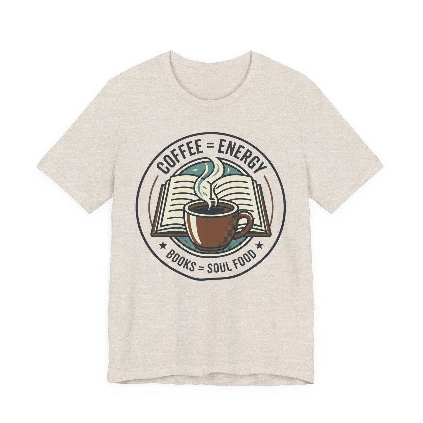Coffee & Books T‑Shirt — “Coffee = Energy • Books = Soul Food” Literary Café Tee