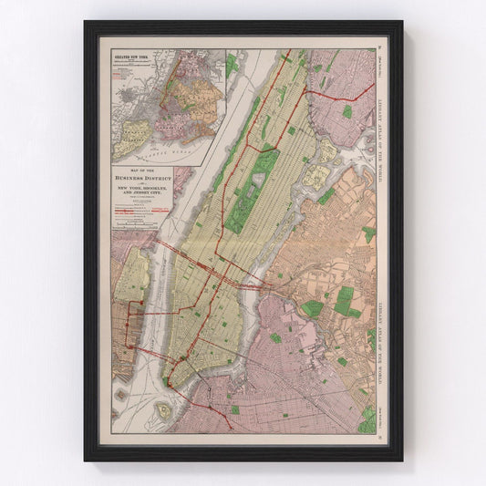 Vintage Map of New York City, New York 1911