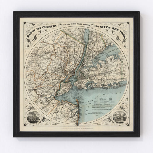 Vintage Map of New York City, New York 1891