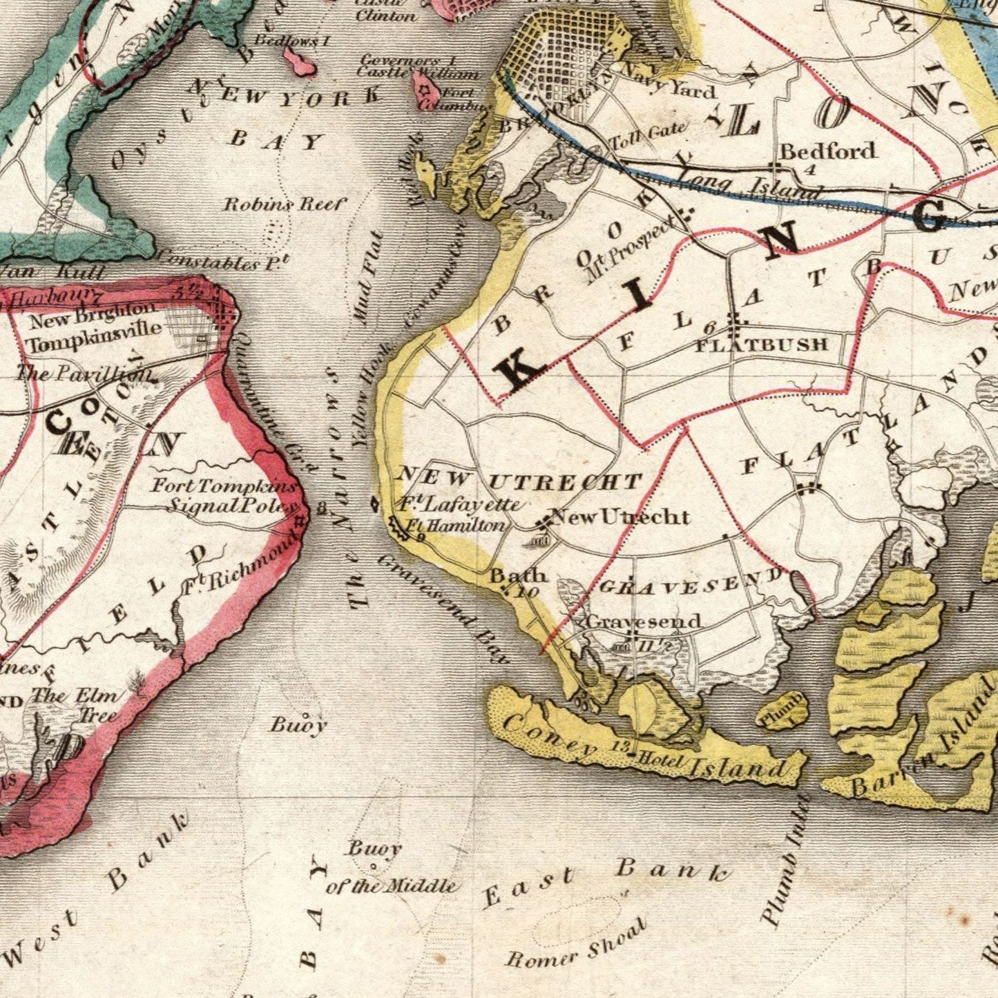 Vintage Map of New York City, New York 1836