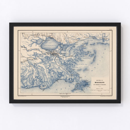 Vintage Map of New Orleans, Louisiana 1875