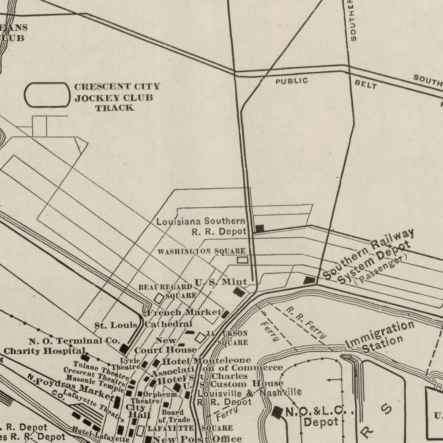 Vintage Map of New Orleans, Louisiana 1924