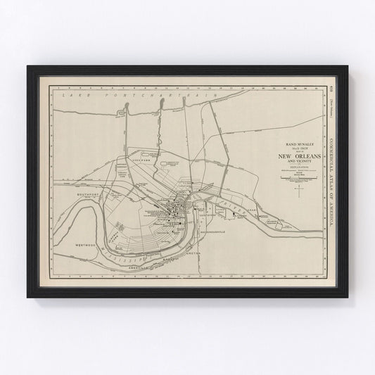 Vintage Map of New Orleans, Louisiana 1924