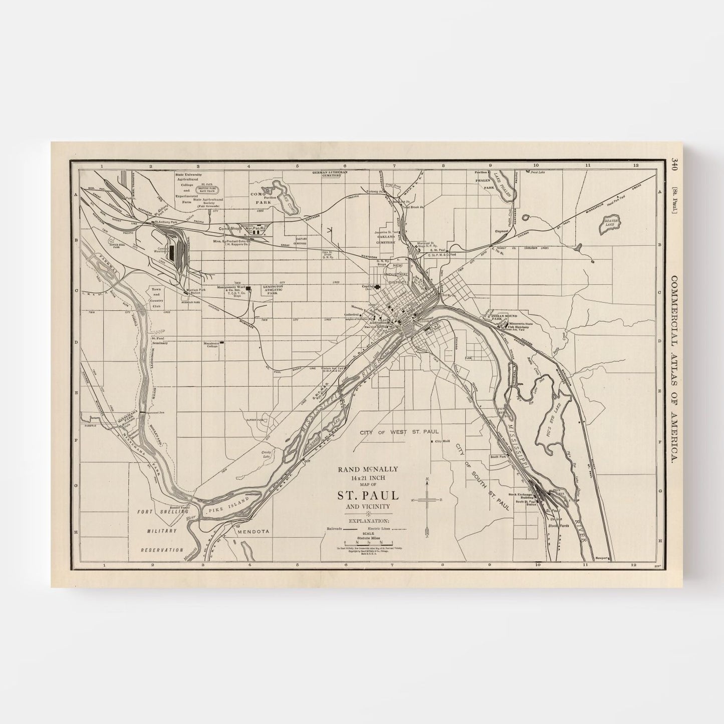 Vintage Map of St. Paul, Minnesota 1924