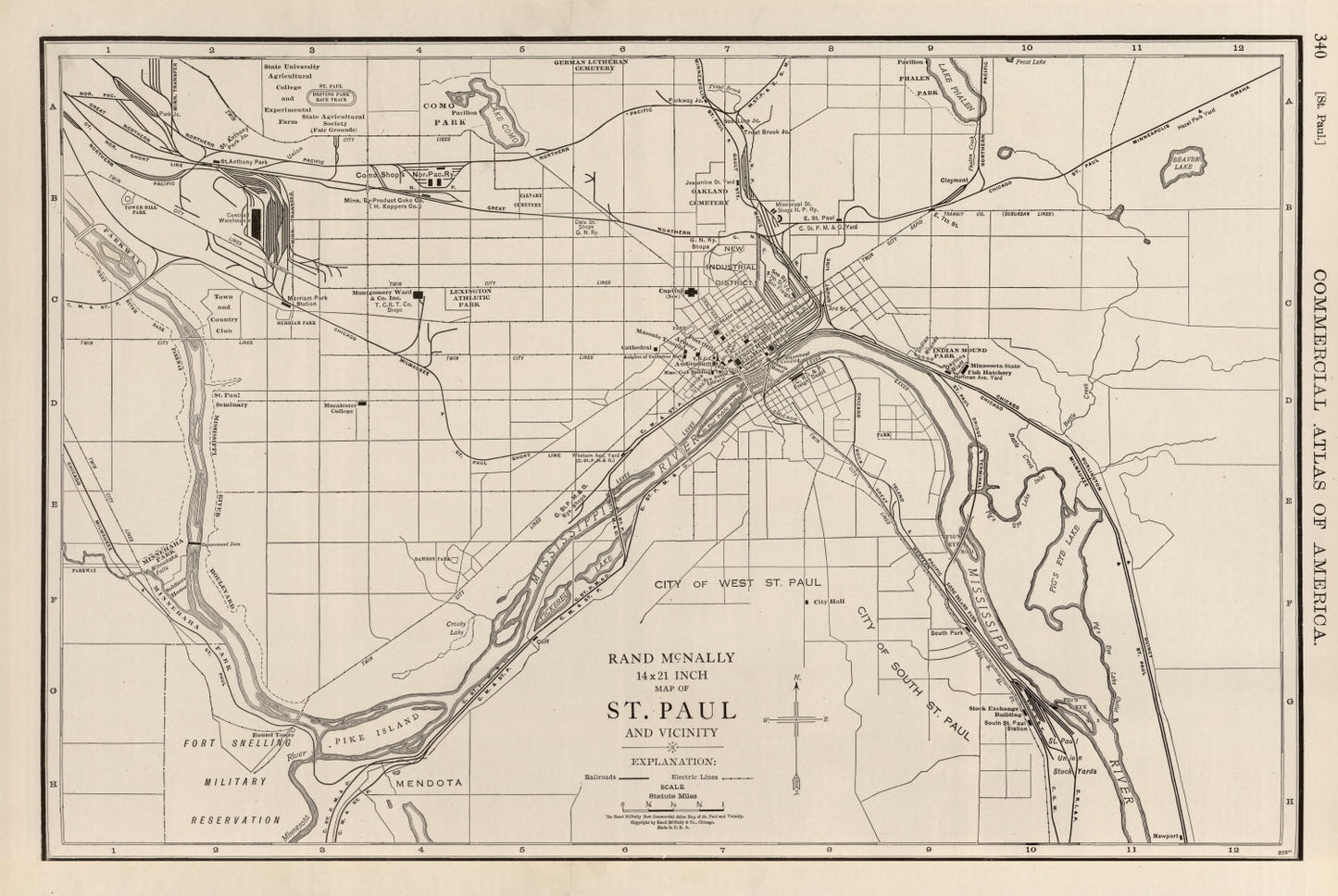 Vintage Map of St. Paul, Minnesota 1924