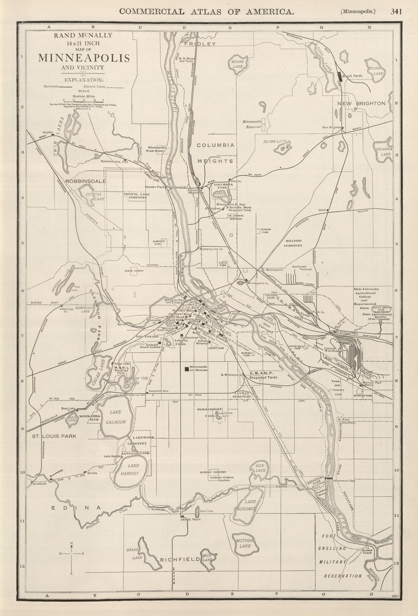Vintage Map of Minneapolis, Minnesota 1924