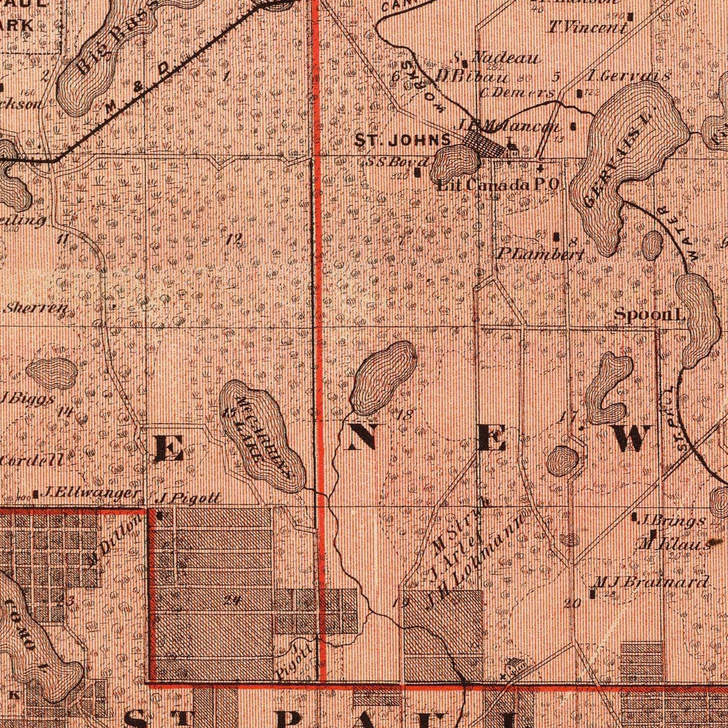 Vintage Map of Ramsey County, Minnesota 1874