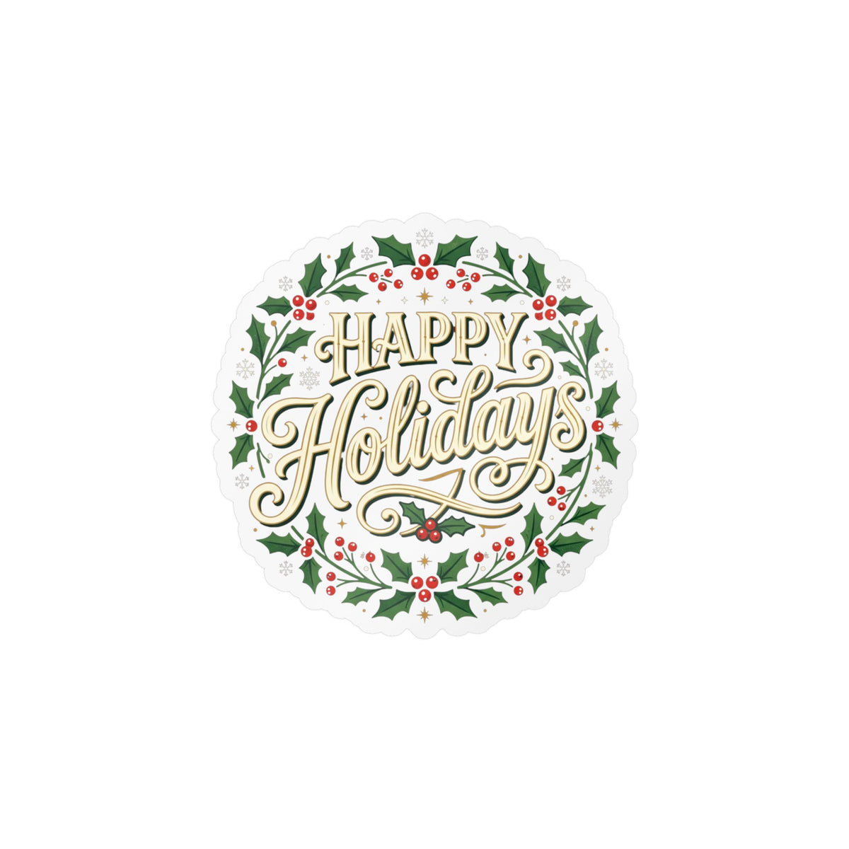 Happy Holidays Holly Wreath Vinyl Decal