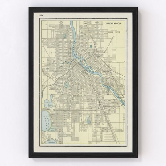 Vintage Map of Minneapolis, Minnesota 1901