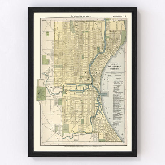Vintage Map of Milwaukee, Wisconsin 1891
