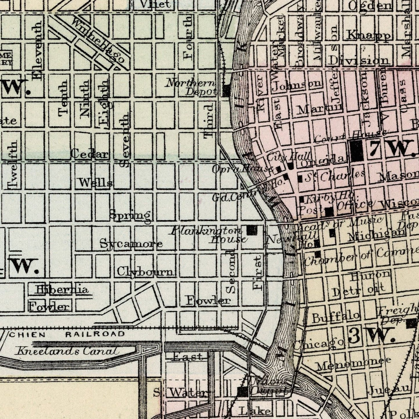 Vintage Map of Milwaukee, Wisconsin 1874