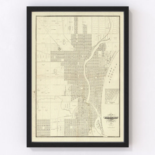 Vintage Map of Milwaukee, Wisconsin 1856