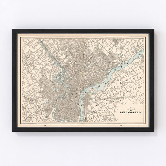 Vintage Map of Philadelphia, Pennsylvania 1893