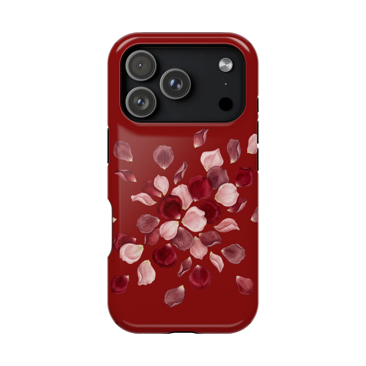Phone Case — Red Floral Petal Magnetic Impact-Resistant Cover