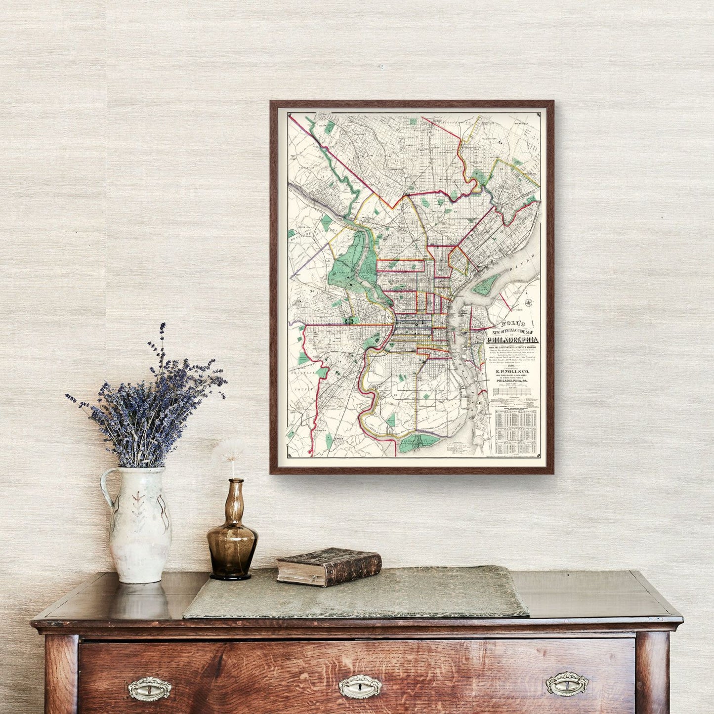 Vintage Map of Philadelphia, Pennsylvania 1890