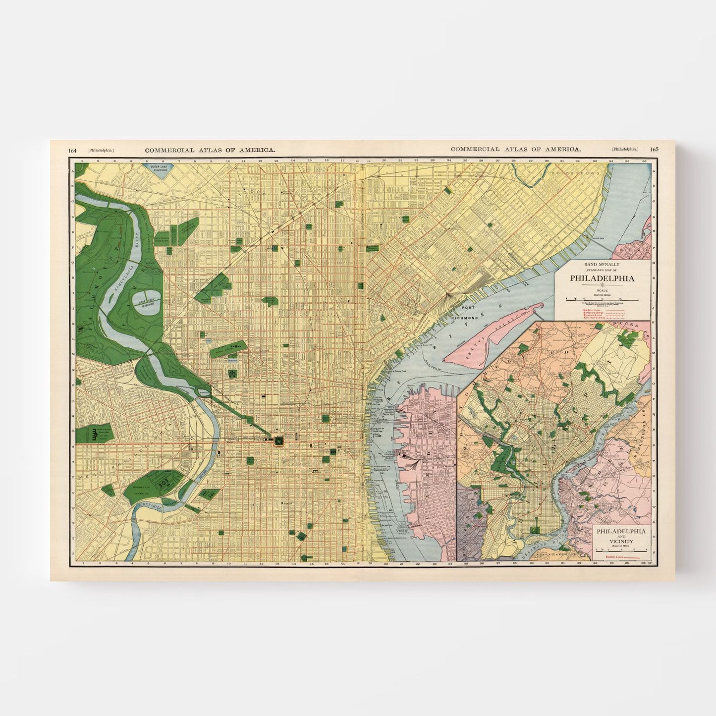Vintage Map of Philadelphia, Pennsylvania 1924