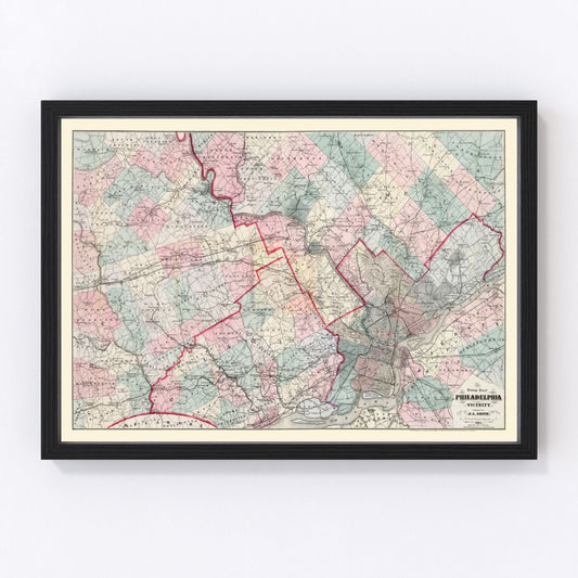 Vintage Map of Philadelphia, Pennsylvania 1882