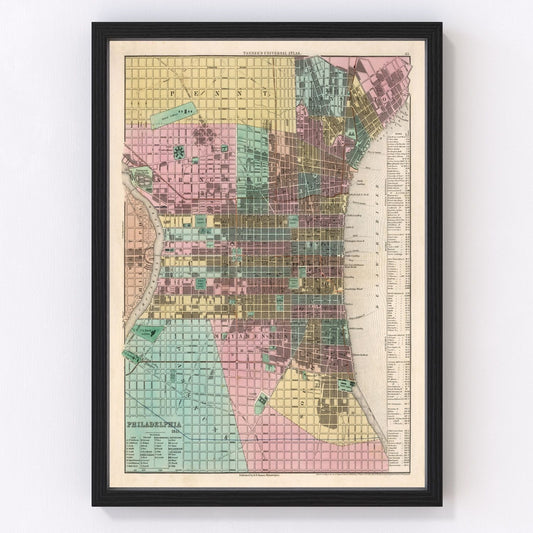 Vintage Map of Philadelphia, Pennsylvania 1836