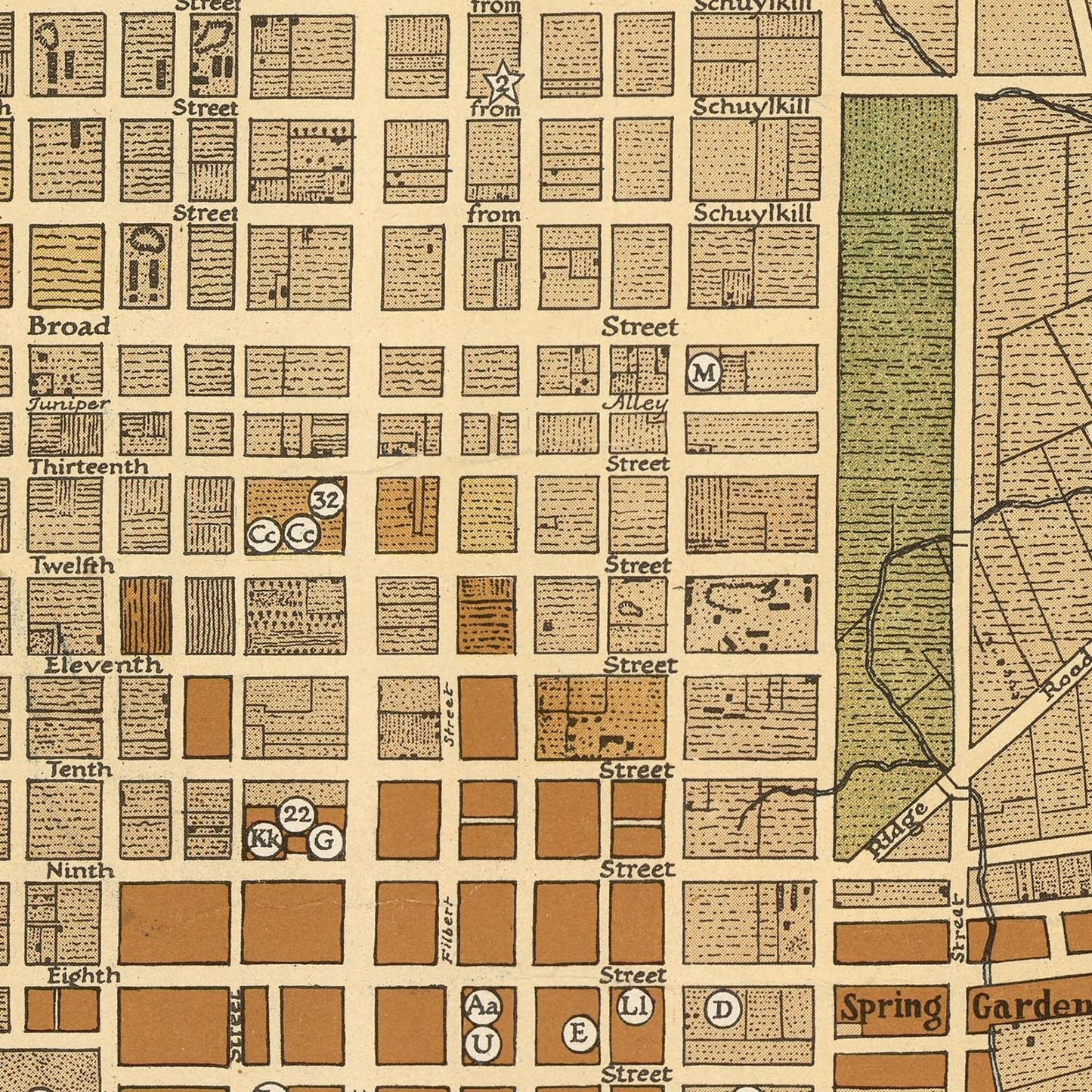 Vintage Map of Philadelphia, Pennsylvania 1938