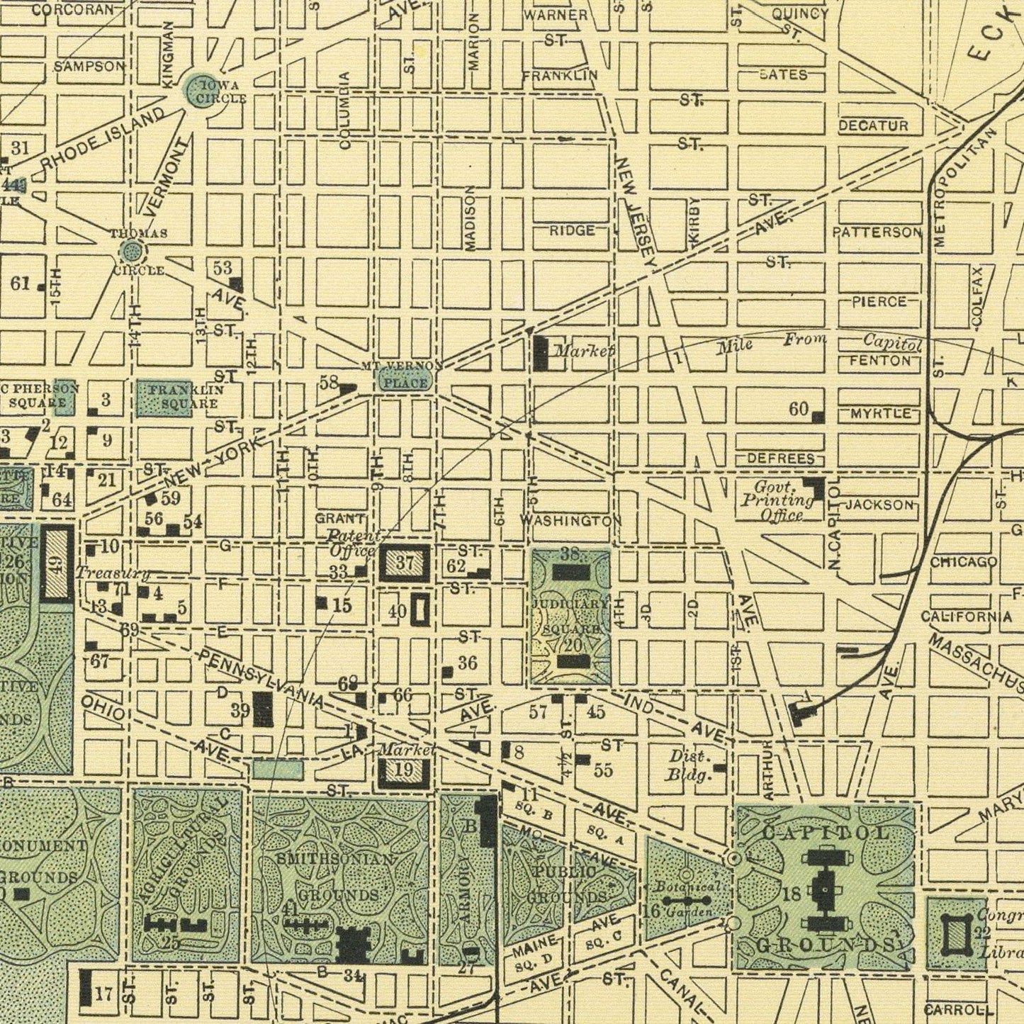 Vintage Map of Washington, DC 1891