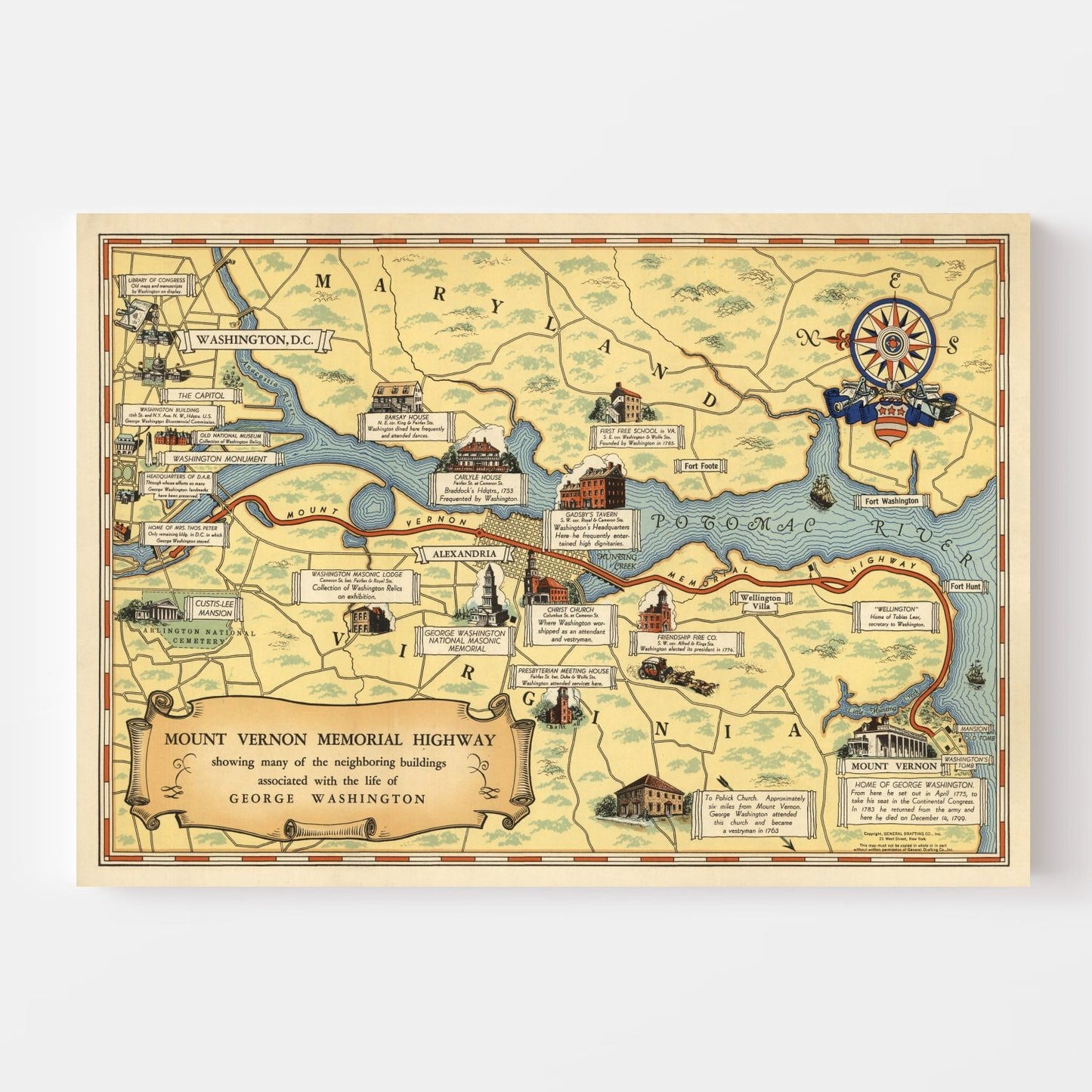 Vintage Map of Washington, DC 1932