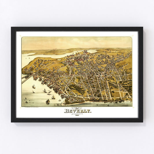 Vintage Map of Beverly, Massachusetts 1886