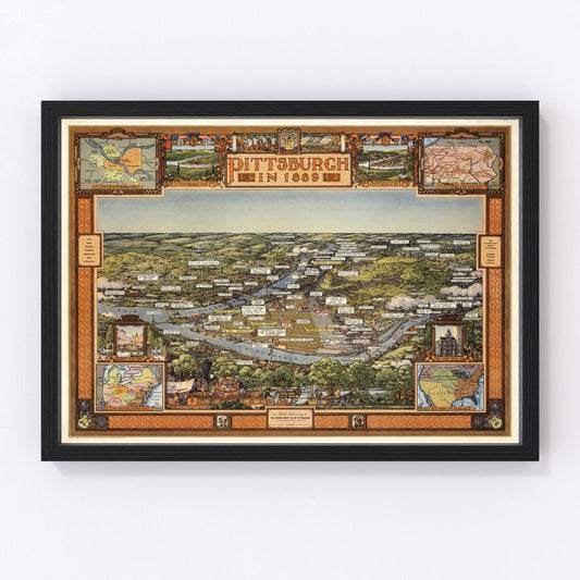 Vintage Map of Pittsburgh, Pennsylvania 1939