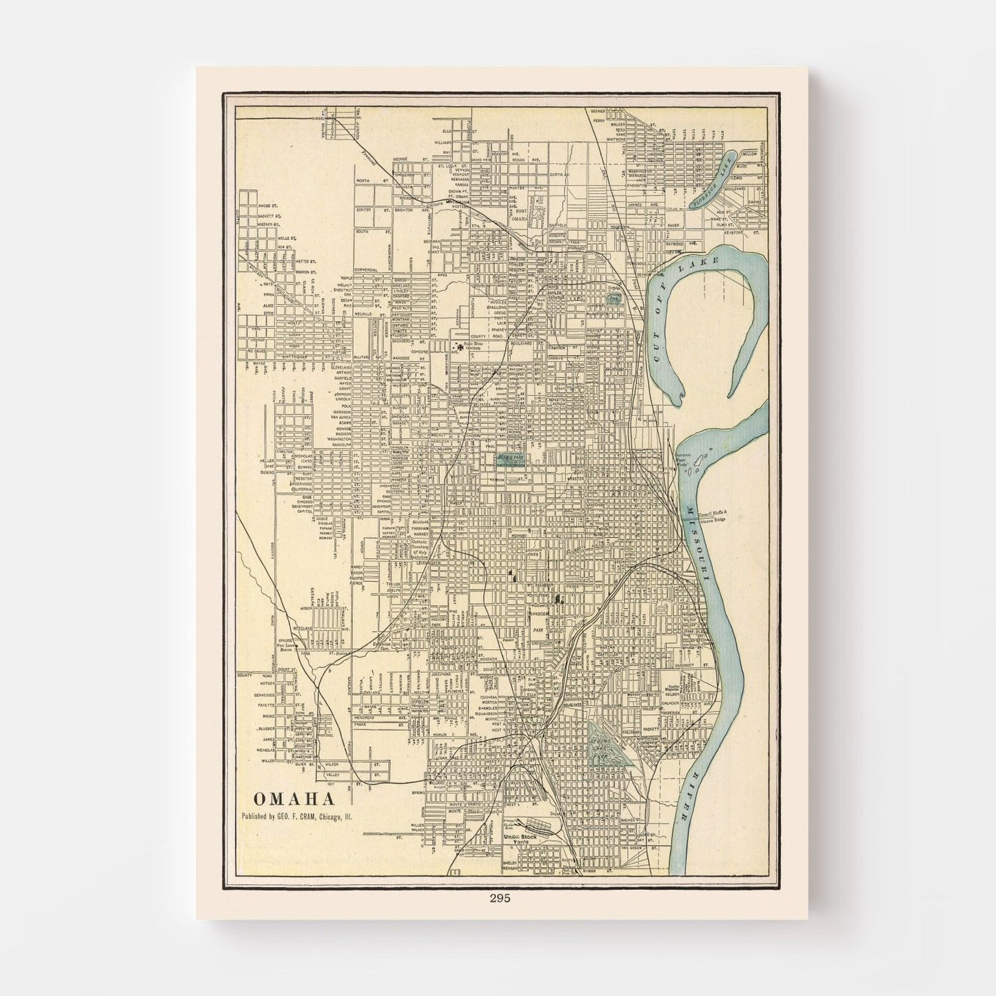 Vintage Map of Omaha, Nebraska 1901