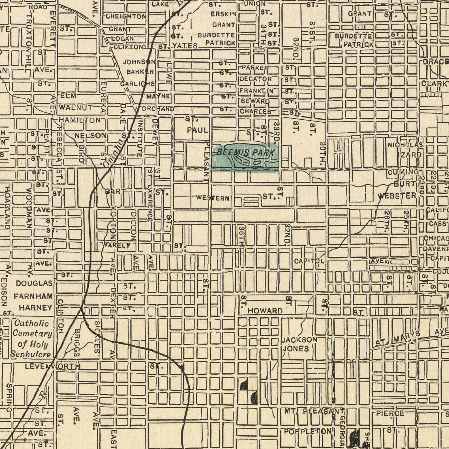 Vintage Map of Omaha, Nebraska 1901