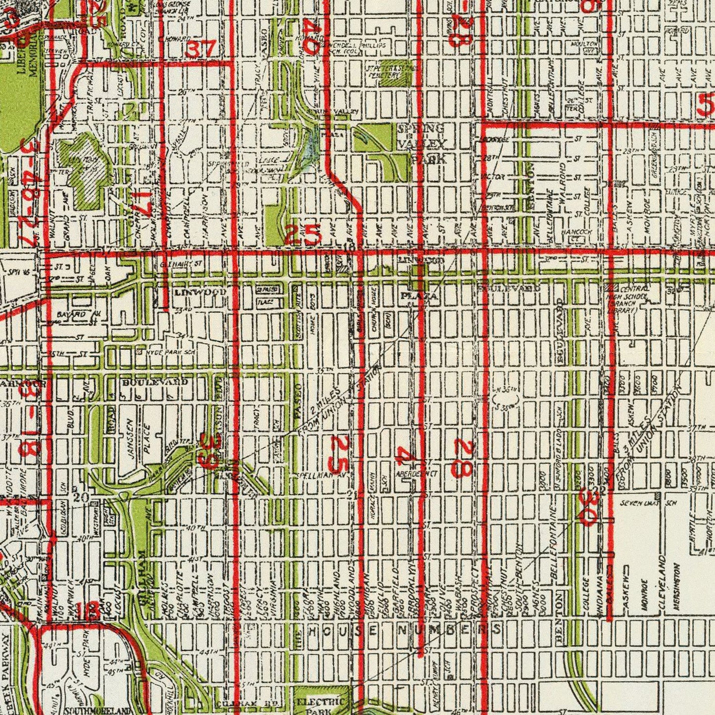 Vintage Map of Kansas City, Kansas 1920