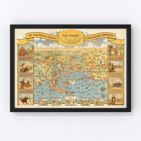 Vintage Map of San Diego, California 1935