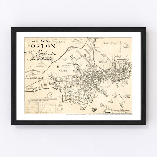 Vintage Map of Boston, Massachusetts 1835
